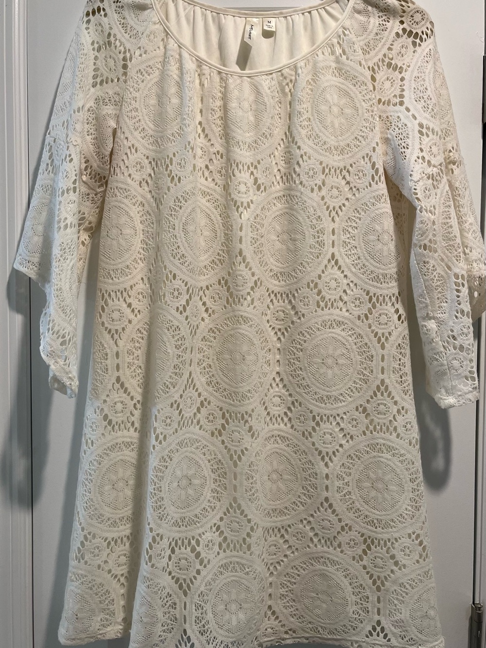 Tacera Ivory Crochet Lace Shift